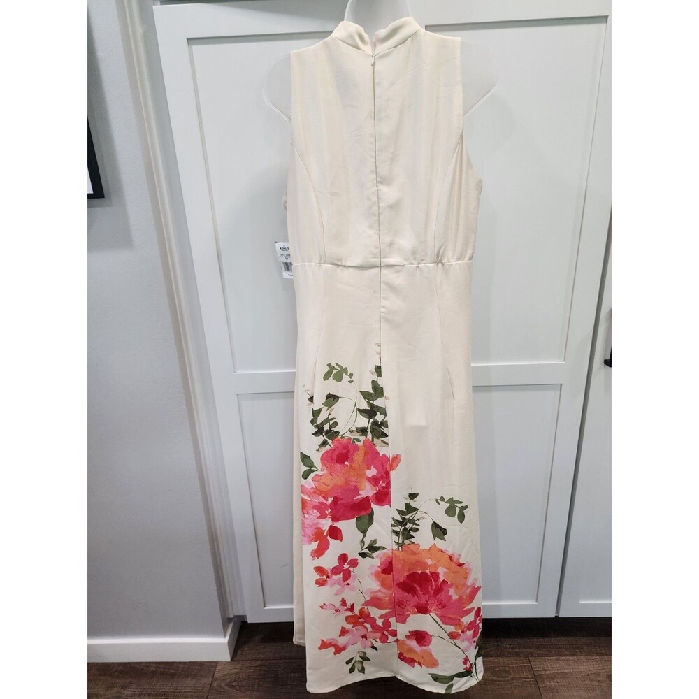 NEW Taylor Size 14 Floral Dress Shift V-Neck Sleeveless Cream Pink - Picture 3 of 9
